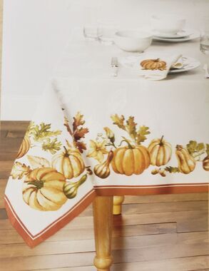 1 Fabric Tablecloth, 52" x 52" Square (4 people) FALL,HARVEST,PUMPKIN BORDER,LP